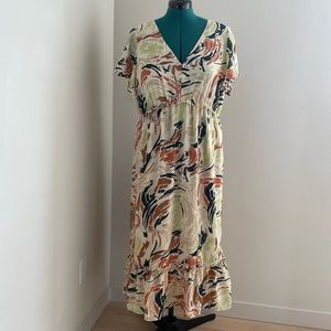 Madewell Flutter Sleeve Ruffle Waist Midi Dress size 16 (plus)